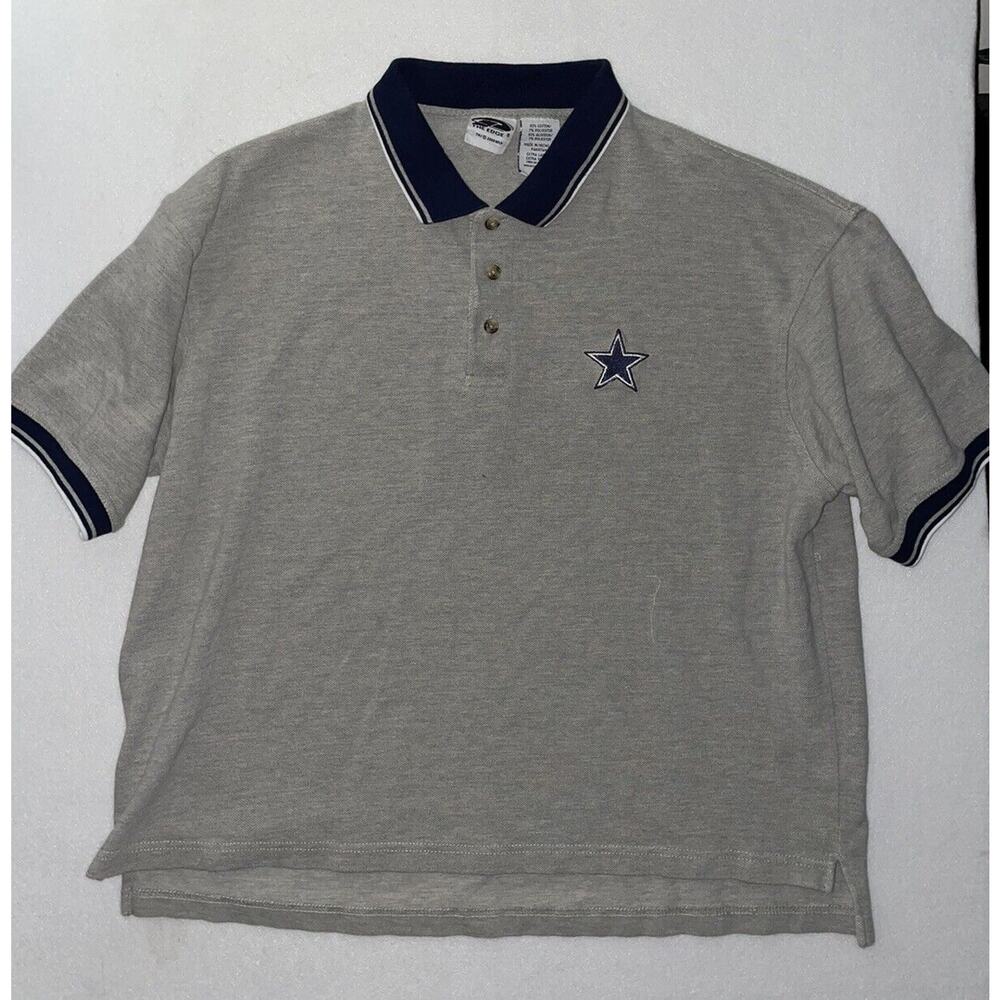 Vintage Dallas Cowboys Polo Shirt Mens‎ XL Gray Blue Embroidered Logo 2000 Y2K